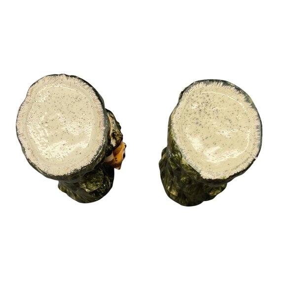 Vintage Owl Tree Trunk Ceramic Vases Hand Painted Set Of 2 - 5"H x 3"W - Picture 6 of 7